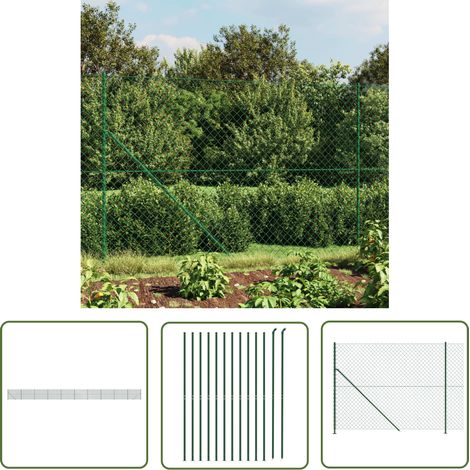 The Living Store Clôture à mailles losangées avec bride vert 1,6x25 m - Clôture - Clôture Grillagée - Clôture Cyclique - Clôture Jardin - Clôture Verte (1/5)