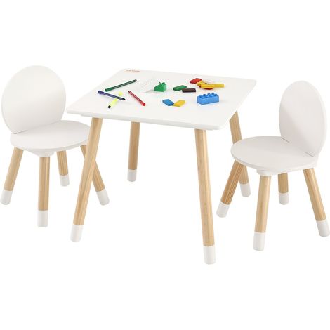 1 Table d’Enfant + 2 Chaises 500x500x437 mm et 282x282x480 mm Ensemble de Meuble d'Enfant Plateau Facile à Nettoyer pour Étudier Manger Jouer Lire Crèche Garderie Chambre d’Enfants de 2 à 8 Ans (1/5)