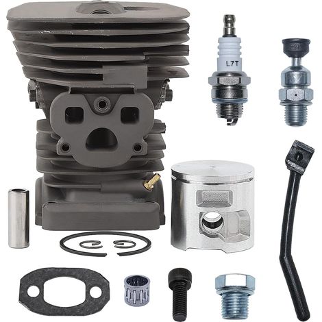 Kit piston de cylindre 47 mm pour tronçonneuse Husqvarna 445 445e 450 455 262 pour aiguilles à rouleaux, bougie d'allumage, tuyau d'huile, pièces moteur tronçonneuse (1/5)