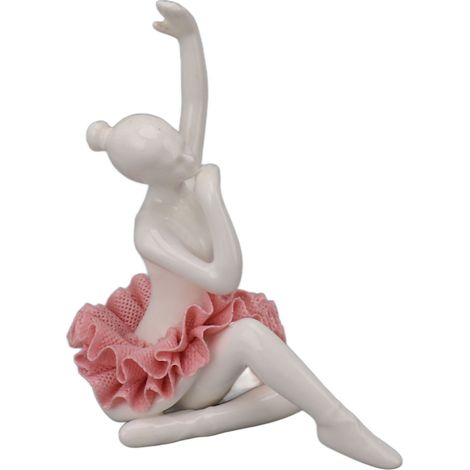 Statuette danseuse ballet en céramique, figurine petite ballerine rose, sculpture déco bureau ou étagère, 1 pièce (1/5)