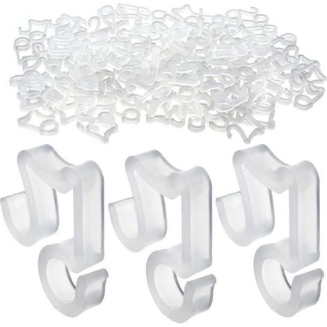 Lot de 100 Blanc Plastique Crochets à Suspendre pour Guirlande Lumineuse de Noël Bardeau de Gouttière Crochets Extérieurs (1/4)