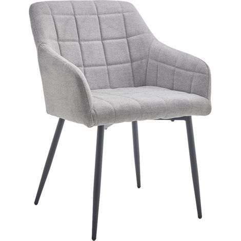 Home Heavenly® - Pack 2 sillas FREYA, diseño envolvente, tapizadas en tela con patas metálicas estilo nórdico.  Color: Gris jaspeado