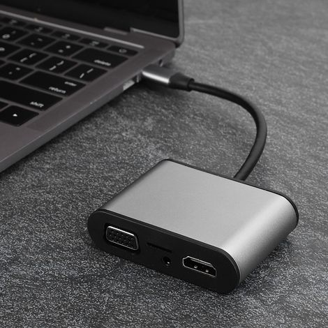 Station d'extension USB-C 8-en-1 multifonction avec HDMI, VGA, Ethernet et charge rapide - Hub universel pour ordinateur portable (1/5)