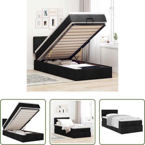 vidaXL Stauraum -  Ottoman-Bett mit Matratze Schwarz 90x190 cm Stoff (1/5)