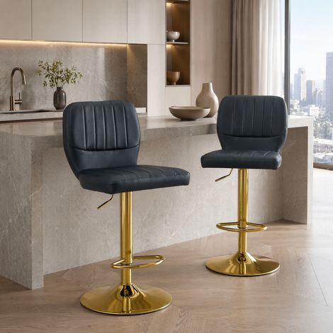 Tabouret de bar réglable noir et doré (1/5)