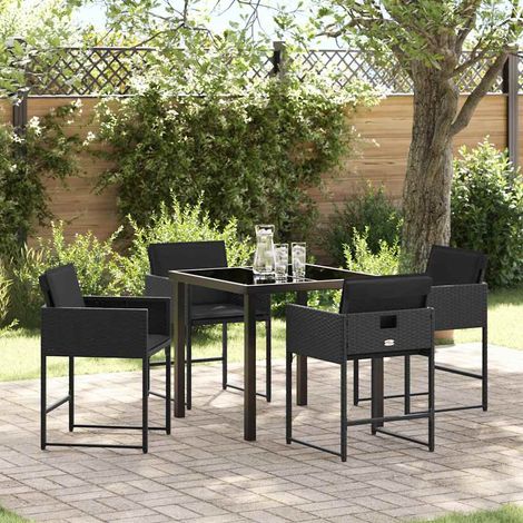 Garten Essgruppe 5 Stk. Schwarz Poly-Rattan vidaXL (1/5)