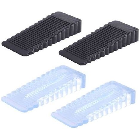 4 Pcs Butée de Porte en Caoutchouc, Cale de Porte Réglable en Hauteur, Cale D'Arrêt Antidérapante, Cale D'Arrêt de Porte Moyenne Sans Odeur (2 Noires et 2 Transparentes) (1/5)