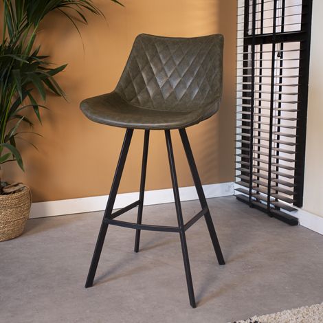 Tabouret de bar industriel Juno Vert 70cm de hauteur d'assise (1/5)