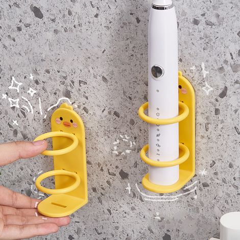 Support mural pour brosse à dents électrique, forme mignonne, adhésif, avec trou de drainage pour salle de bain (1/5)