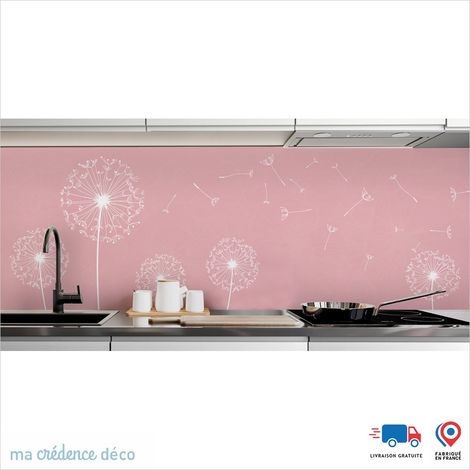 Crédence : Fleurs et pissenlits - Couleur Rose clair - Alu composite - 180 - 60 (1/3)