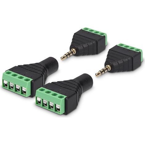 x 3,5-mm-Klinkenstecker-Adapter – Klemmenblöcke mit 4-poligen Gewindeanschlüssen – Stereo-Audio-Steckverbinder – Stecker und Buchsen mit Schraubbefestigung (1/5)