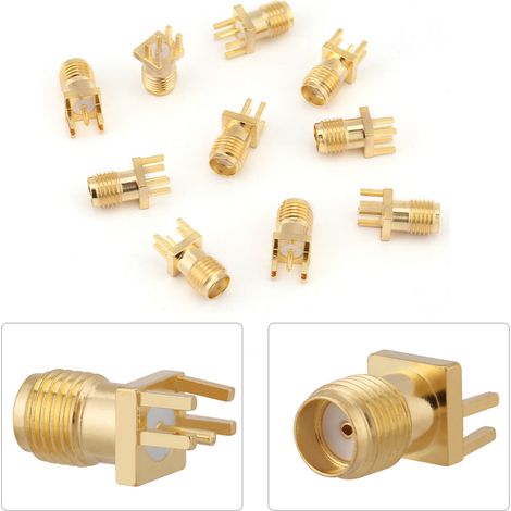 Connecteur femelle RF SMA-KE à trou interne, filetage externe, angle de décalage du trou interne (10 pièces) (1/5)