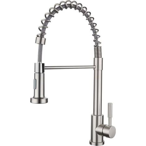 Robinet de cuisine extensible avec finition en acier inoxydable — (1/4)