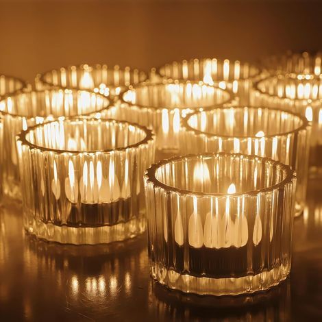 Lot de 12 Photophore Verre Transparent pour, Bougeoir Verre Centre de Table Mariage, Contenant pour Bougie pour Centre de Table, Décoration de Noël (5 cm L x 3,5 cm H/0,06 kg) (1/5)