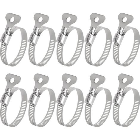 Colliers de serrage inox 304 21–44 mm, lot de 10 réglables à poignée large (1/5)