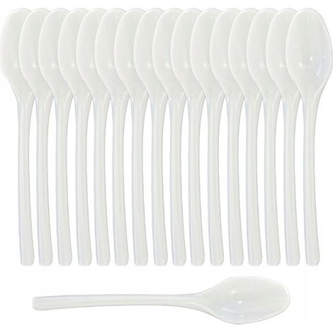 Cucharas de plástico reutilizables, blancas, para postres y café, 100 unidades.