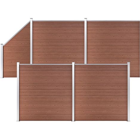 Ensemble de clôture WPC 4 Carré + 1 Incliné 792x186 Marron (1/5)