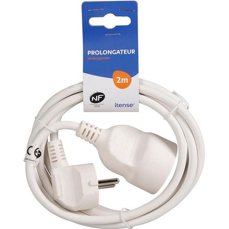 Rallonge Électrique/Prolongateur 2 m 16 A – 1 Prise 2P+T – Câble HO5VV-F 3G1 mm² – 3880 W – Blanche avec Sécurité Enfant (1/5)