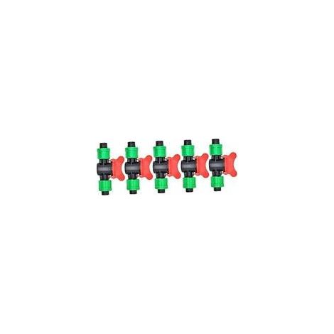 Lot de 5 Vannes Droites Vertes 16mm pour Tuyau Arrosage, Raccords Cannelés 1/2 Pouces à Double Bouton, Accessoires Irrigation Goutte à Goutte (1/5)