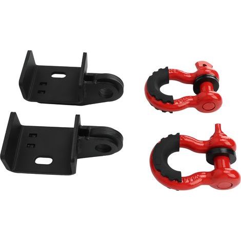 1 paire de supports de crochet de remorquage avant avec manilles de 3/4 pouce, plaque de montage de treuil en acier robuste (1/5)