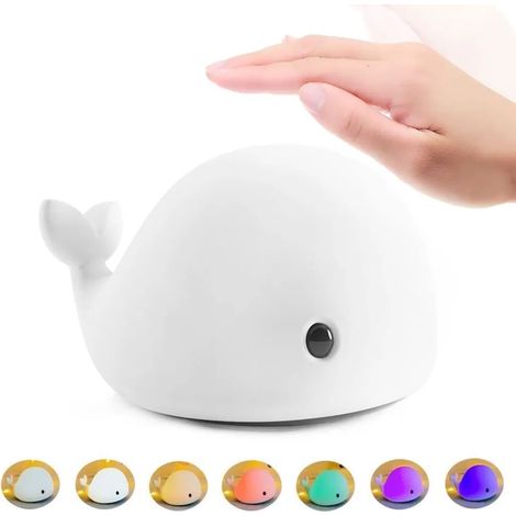 Bebé, luz de noche, LED, bebé, luz de noche, forma de delfín, luz de noche, USB, recargable, luz de noche, silicona, bebé, lámpara, para, habitación infantil