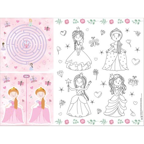Décoration d'anniversaire Princesse Rose - Set de table d'activités - Pretty Princess - 6 pièces - Vaisselle de fête de princesse pour fêtes de princesse (1/5)