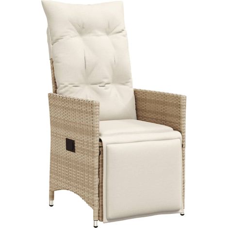 Maison Exclusive - Gartensessel mit Kissen Verstellbar Beige Poly