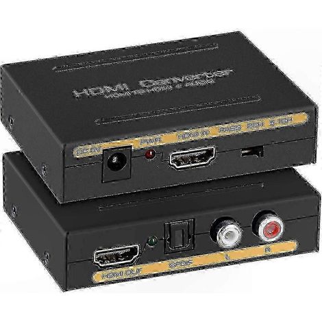Adaptateur HDMI vers HDMI avec sorties audio SPDIF et R/L, prise standard européenne, noir. (1/4)