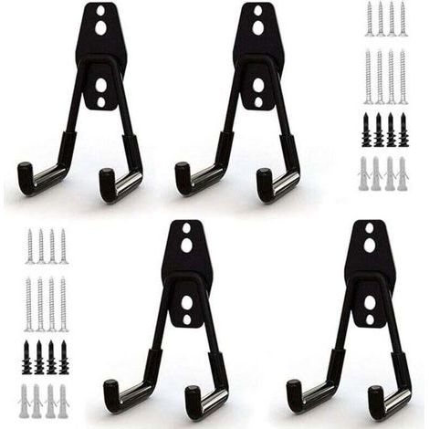 4pcs Crochet de Rangement de Garage en Acier,Stockage outils garage Crochets avec Revêtement Anti-Dérapant Support Lourd pour Accrocher les échelles/vélos/outils de jardin/Cordages (1/4)
