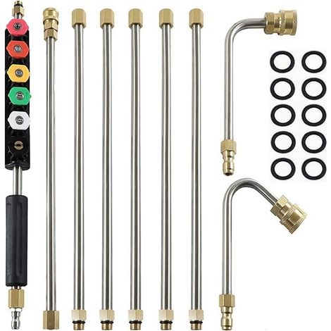 Barres d'extension pour nettoyeur haute pression, 4000PSI Pointes de Lance de Remplacement télescopiques Outils de Nettoyage pour Le Lavage des fenêtres de Toit (1/5)