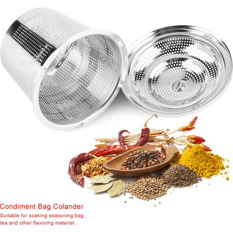 Boules d'assaisonnement en acier inoxydable, sachet à condiments, passoire, accessoires, ustensiles de cuisine L (1/5)