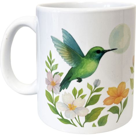Mug en céramique colibri et fleurs 35 cl (1/2)