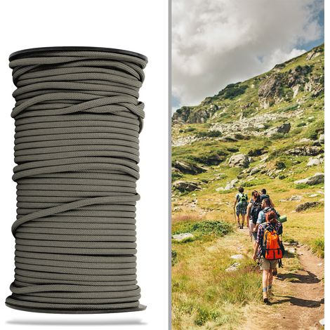 Hochleistungsfähige 4 mm 100 m Fallschirmleine für Camping und Wandern (Khaki)