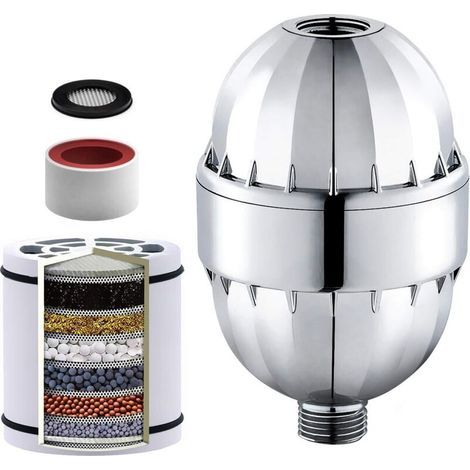 JSSEVN - 15-Stage Shower Filter: Eliminates Chlorine, Fluoride, and Metal Anti-Limescale Prevents Hair and Skin from Drying Out Multi-Layer Filter (1/5)