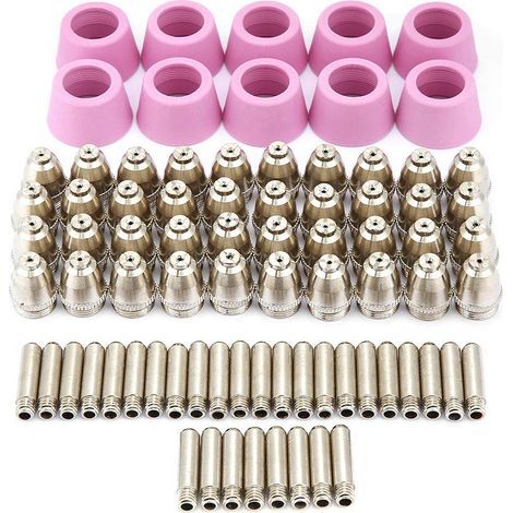 80pc/set Buses d'Électrode à Plasma Consommable pour Coupeur de Plasma Électrode Accessoire Fit Consommables Torche Chalumeau Accessoires Kit pour Torche AG60 SG55 (1/5)
