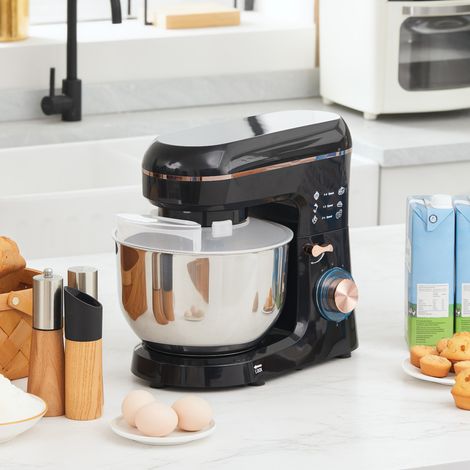 Robot pâtissier, mixeur, 6 vitesses, bol en inox 5,5 L, noir