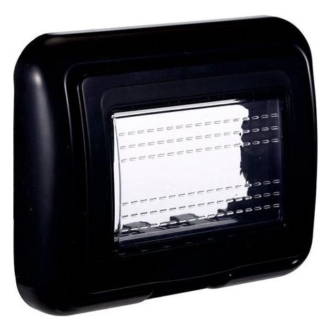 Placca con Coperchio Supporto Stango Idrobox IP55 Nero 3 Posti 503 Compatibile Con Bticino Living International (1/2)