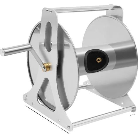 Carrete para manguera, diseño resistente a la corrosión, soportes triangulares estables, color plata. (1/2)