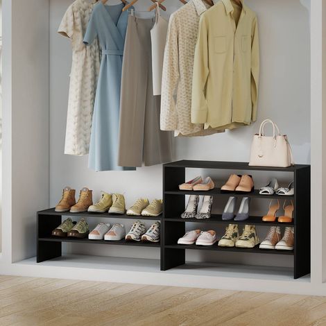 6-Tier Black Shoe Rack with Anti-Tipping Device (1/5)