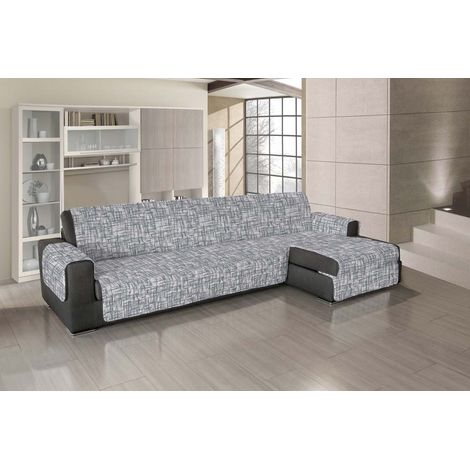 Copridivano Universale Con Penisola Trapuntato Made in Italy Antiscivolo Copri Seduta Protegge da Cani e Gatti Salva Divano Idrorepellente Reticolato grigio - 190 cm