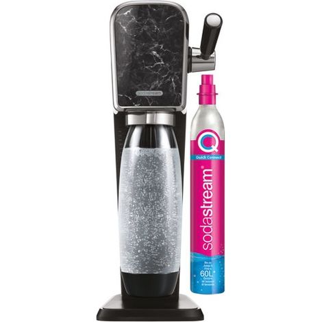 Machine à soda noir marbré – ARTMARBRE – Écologique et manuelle – Bouteille Tritan 1L – Cylindre Quick Connect – Sodastream
