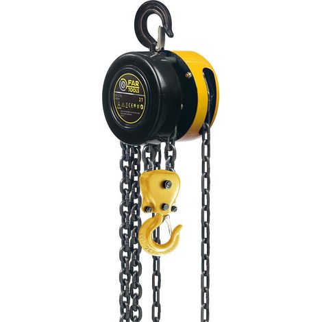 Fartools – Palan à chaîne 2T – Hauteur 2,5m – Acier allié trempé – Crochets mousqueton orientables avec linguet de sécurité – Frein de charge mécanique - MAXI 2 T (1/2)