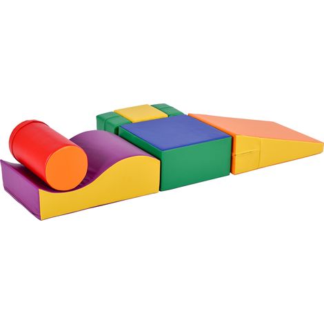 Set de 6 blocs géants en mousse pour enfants – Escalade, toboggan et ramper – Couleurs vives – Pour bébés et âge préscolaire