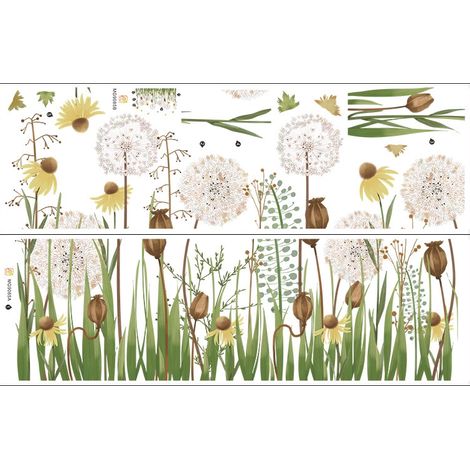 Stickers muraux Pissenlits pour salon (Dimensions : 98 cm x 63 cm) (1/5)