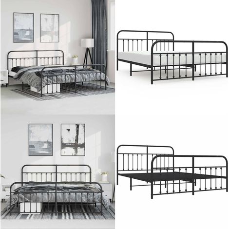 Cadre de lit métal sans matelas avec pied de lit noir 183x213cm - Cadre De Lit - Lit Double - Lit Metal - Lit Moderne - Literie - Home & Living (1/5)