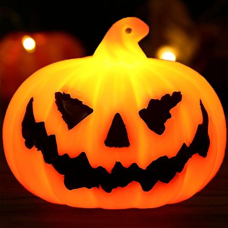Décorations Halloween Citrouille Lumineuse LED Intérieure, Lumière Citrouille Vintage Effrayante 13×13×11 cm, Idéale Maison Fête Cuisine Table Salon, Décoration Murale Saisonnière (Grand Modèle 1 Pièc (1/5)