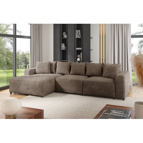 Ecksofa Designersofa Sofa MEGAN in Stoff Poso Cappuccino Ottomane Links (1/2)