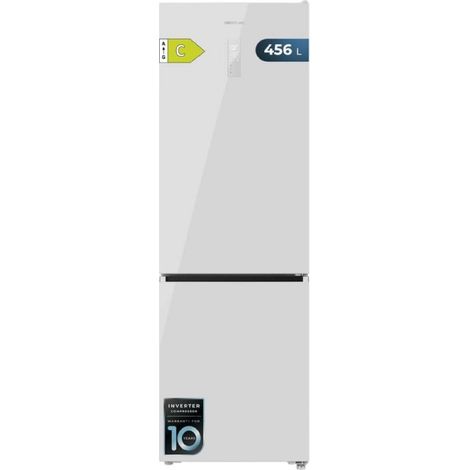 Cecotec Frigorífico Combi Total No Frost Bolero CoolMarket Combi 456 White Glass C, 456 L, Alto 201 cm y 59,5 cm Ancho