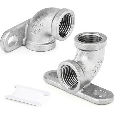 2 Pièces 1/2" BSP coude femelle avec plaque de base, raccords de tuyauterie en fonte d’acier inoxydable 304 (1/5)