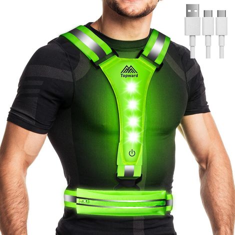 Gilet de sécurité LED rechargeable USB, haute visibilité, 360°, imperméable, réglable (1/5)